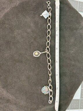 Vintage Spencer Sterling Silver 7" Charm Bracelet I Love You Spinner Tennis Cap